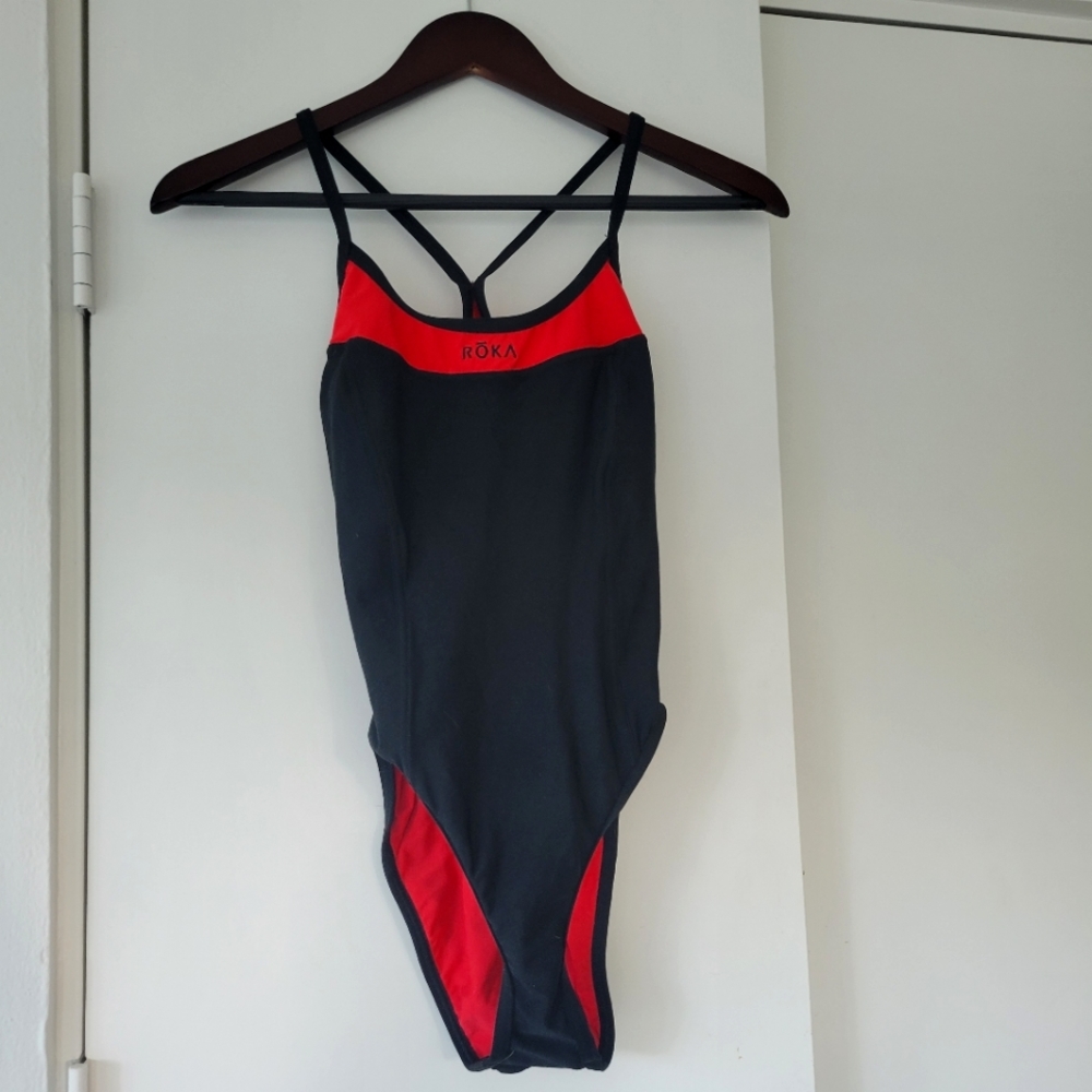 Roka Elite Womens Competition Swimsuit Black/Red Small